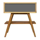 Vrijstaande badkamerkast in natuurlijk teakhout met grijze kleurondersteuning - Gatien Viadurini