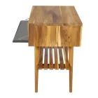 Vrijstaande badkamerkast in natuurlijk teakhout met grijze kleurondersteuning - Gatien Viadurini