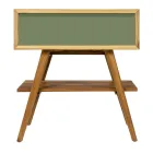 Badkamerkast met houten afwerking en groen gekleurde ladekast - Gatien Viadurini