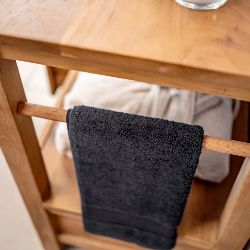 Vrijstaand badkamermeubel van teakhout met twee lades - Frangipani Viadurini