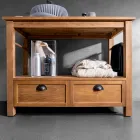 Vrijstaand badkamermeubel van teakhout met twee lades - Frangipani Viadurini