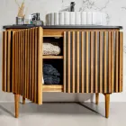 Handgemaakt badkamermeubel van massief teak en mahonie - Heliconia Viadurini