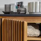 Handgemaakt badkamermeubel van massief teak en mahonie - Heliconia Viadurini