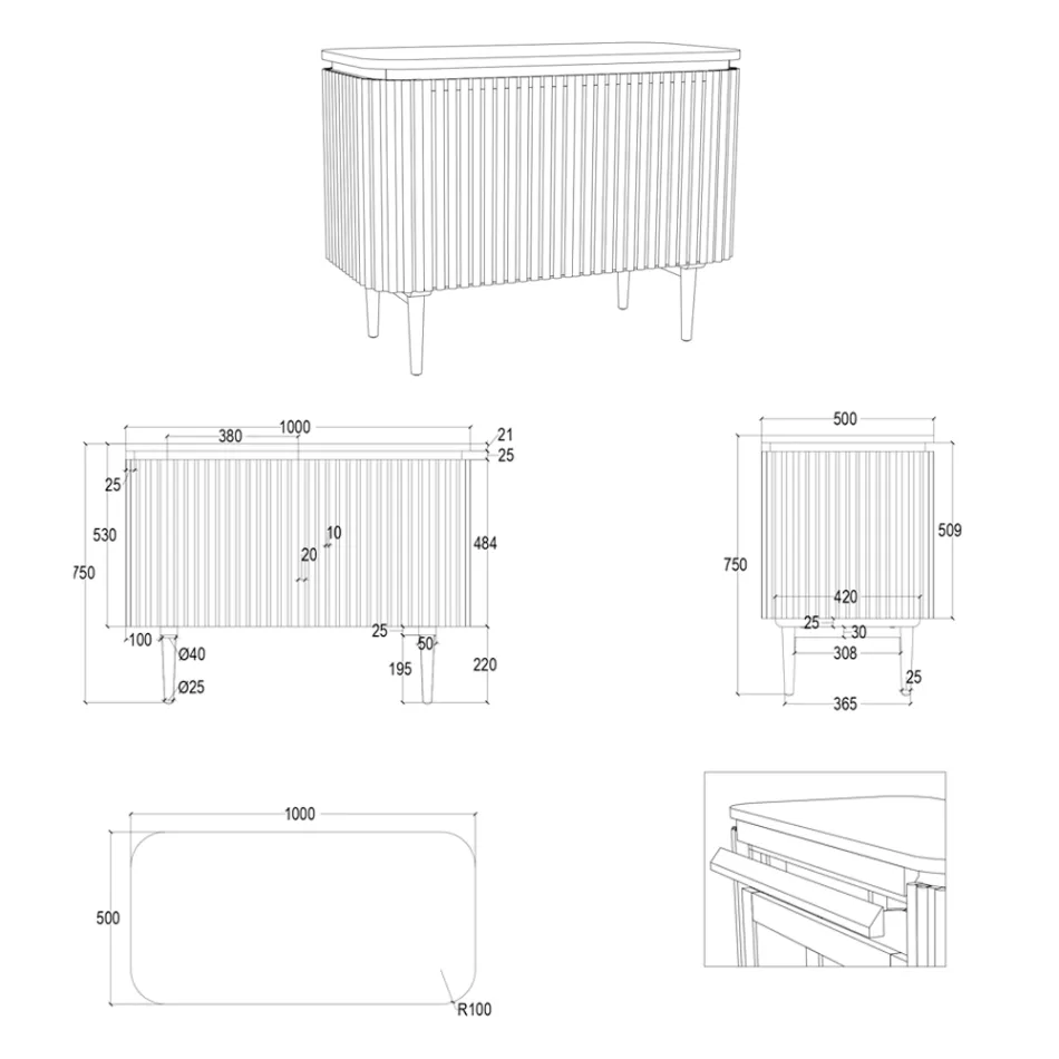 Handgemaakt badkamermeubel van massief teak en mahonie - Heliconia Viadurini