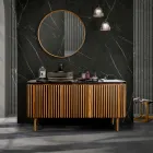 Handgemaakt badkamermeubel van massief teak en mahonie - Heliconia Viadurini