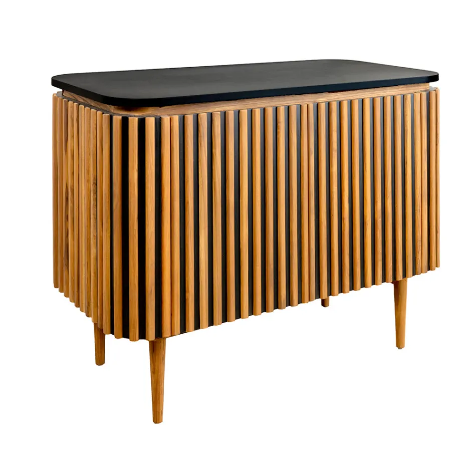 Handgemaakt badkamermeubel van massief teak en mahonie - Heliconia Viadurini