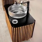 Handgemaakt badkamermeubel van massief teak en mahonie - Heliconia Viadurini