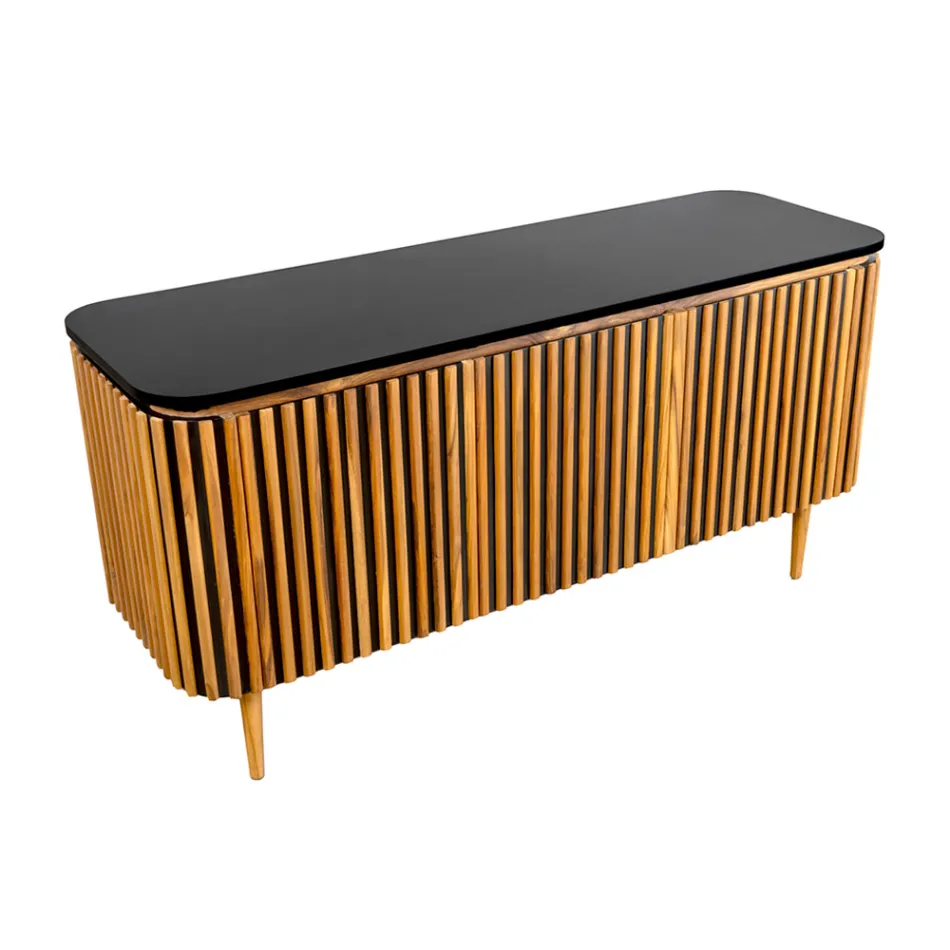 Handgemaakt badkamermeubel van massief teak en mahonie - Heliconia Viadurini