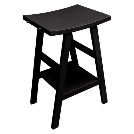 Modern badkamermeubel in teak met zwarte halfgebogen bovenkant - Raomi Viadurini