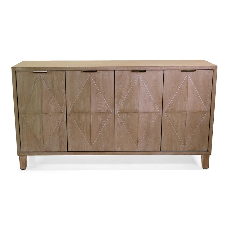 Binnenkast met 4 deuren met MDF fineer en grenen poten - Tempesta Viadurini