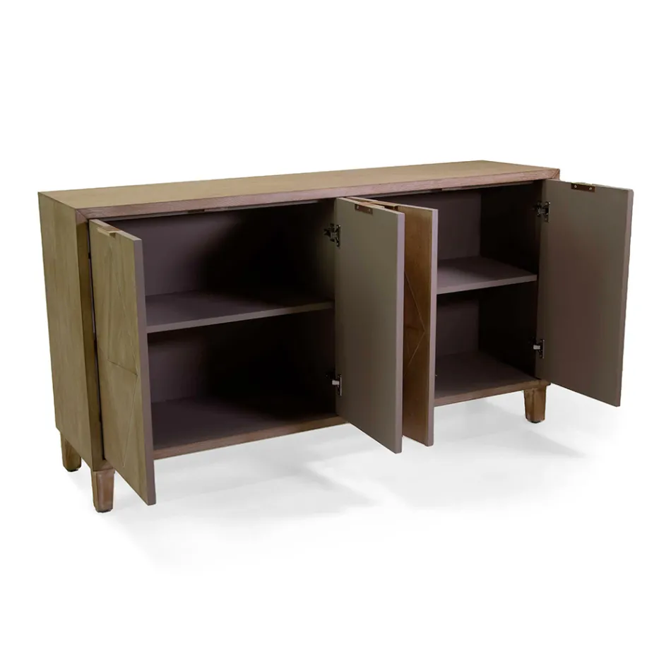 Binnenkast met 4 deuren met MDF fineer en grenen poten - Tempesta Viadurini