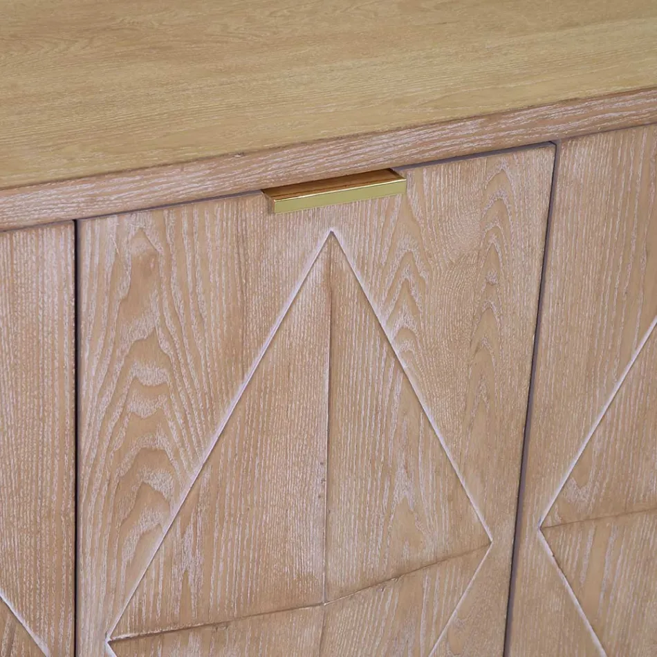 Binnenkast met 4 deuren met MDF fineer en grenen poten - Tempesta Viadurini