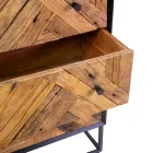 Zwart metalen woonkamer kast met 3 houten laden - Wreck Viadurini