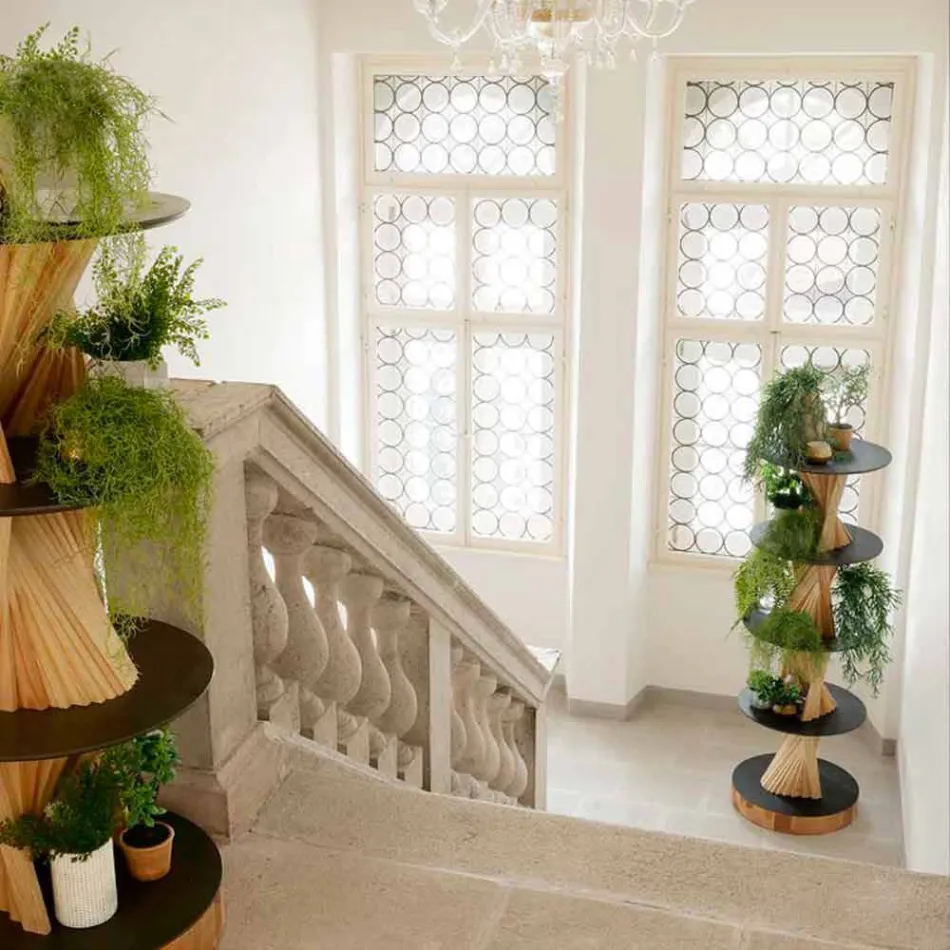 Designmeubilair in hout met ronde planken in Gres Made in Italy - Aspide Viadurini