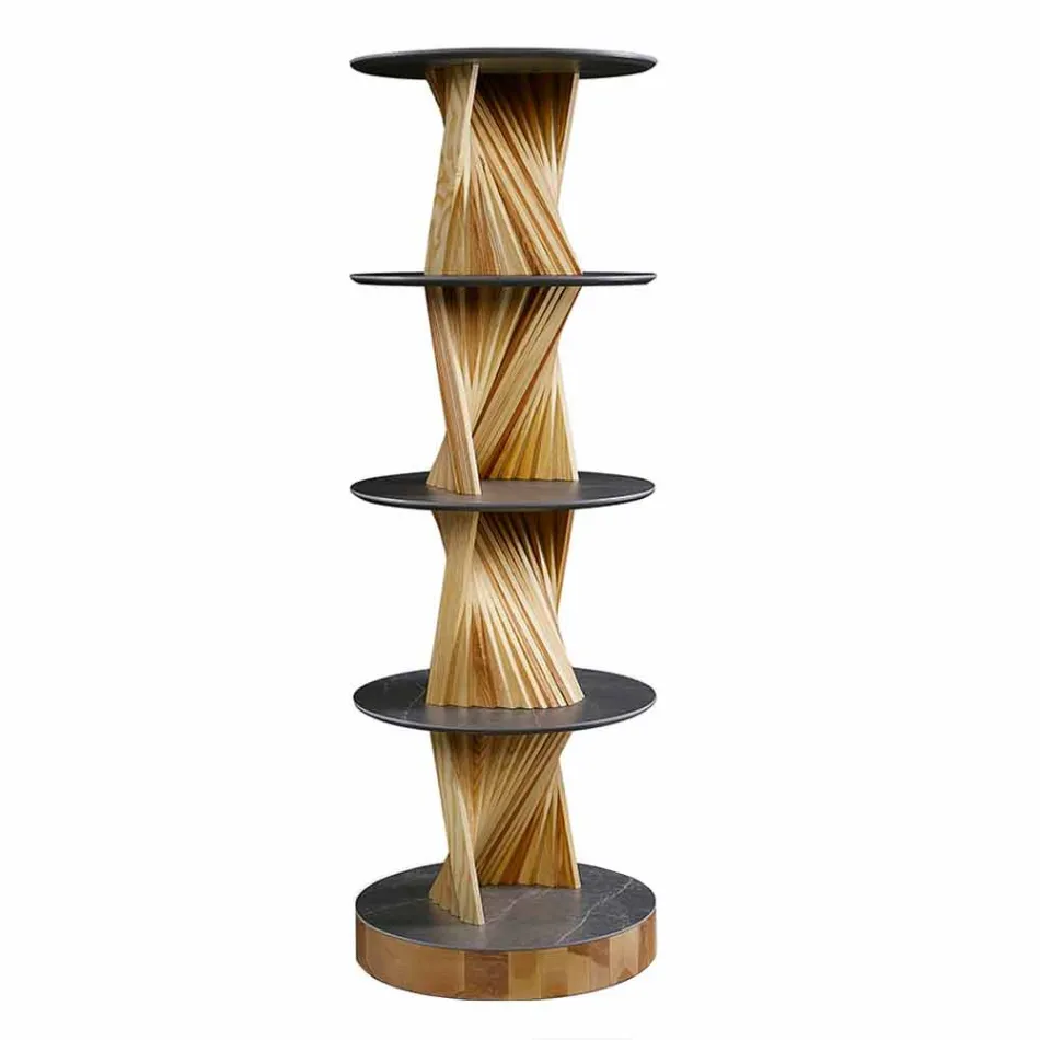 Designmeubilair in hout met ronde planken in Gres Made in Italy - Aspide Viadurini