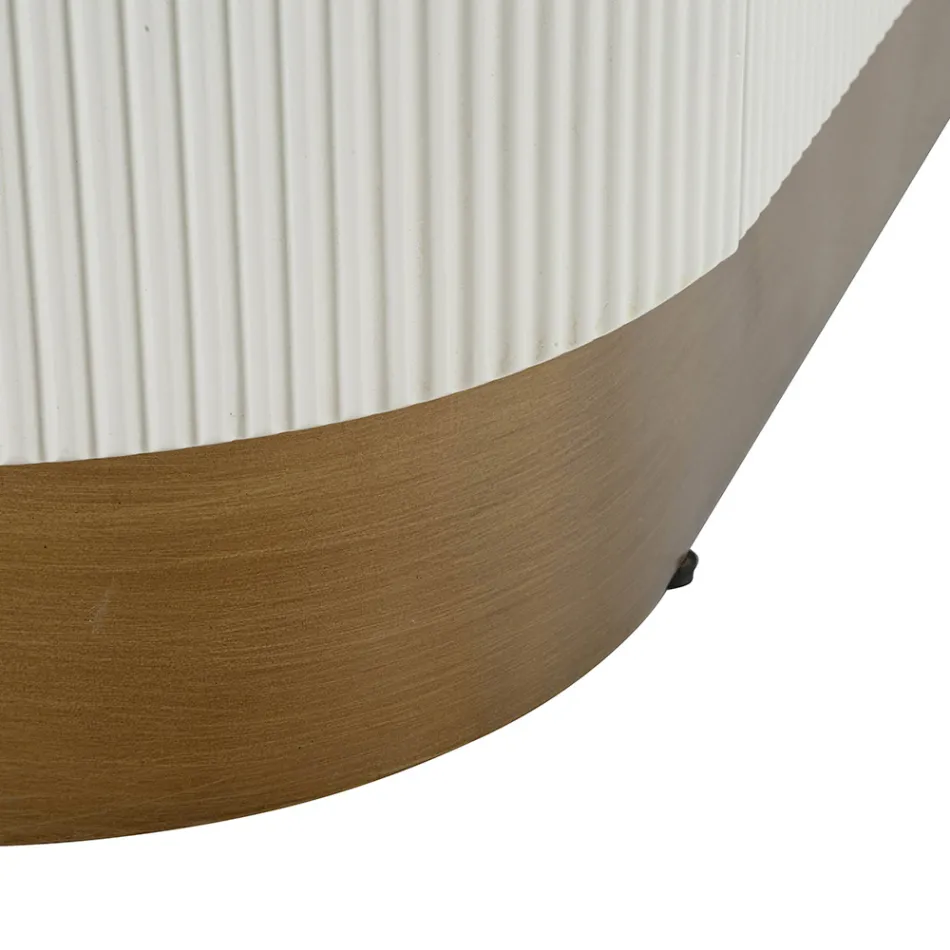 Houten kast met bovenblad en afgeronde inzetstukken met 2 deuren en 2 planken - Rachel Viadurini