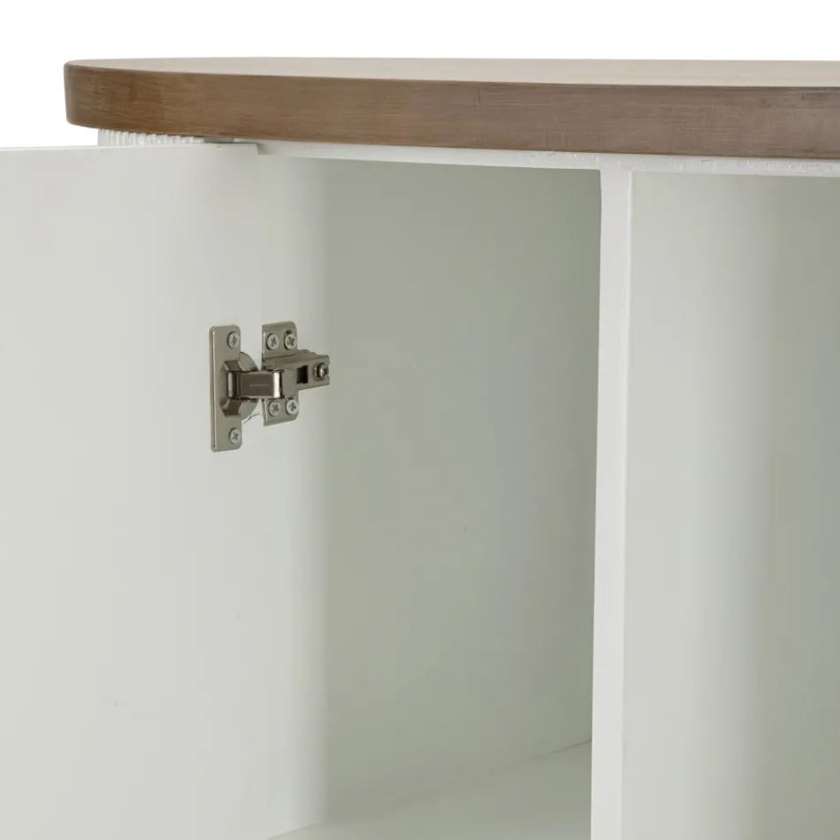 Houten kast met bovenblad en afgeronde inzetstukken met 2 deuren en 2 planken - Rachel Viadurini