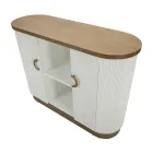 Houten kast met bovenblad en afgeronde inzetstukken met 2 deuren en 2 planken - Rachel Viadurini