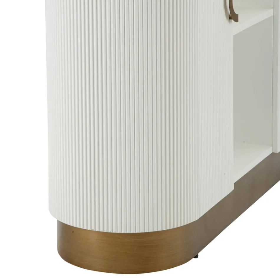 Houten kast met bovenblad en afgeronde inzetstukken met 2 deuren en 2 planken - Rachel Viadurini