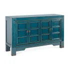 Verrijdbaar dressoir 4 deuren in blauw iepenhout Vintage design Homemotion - Konan Viadurini