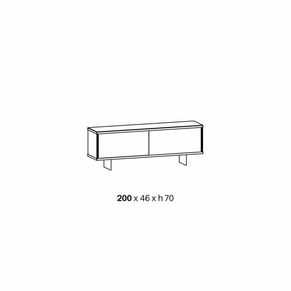 Woonkamer dressoir in gerookt glas en groen of rood marmer met led - Leonarda Viadurini