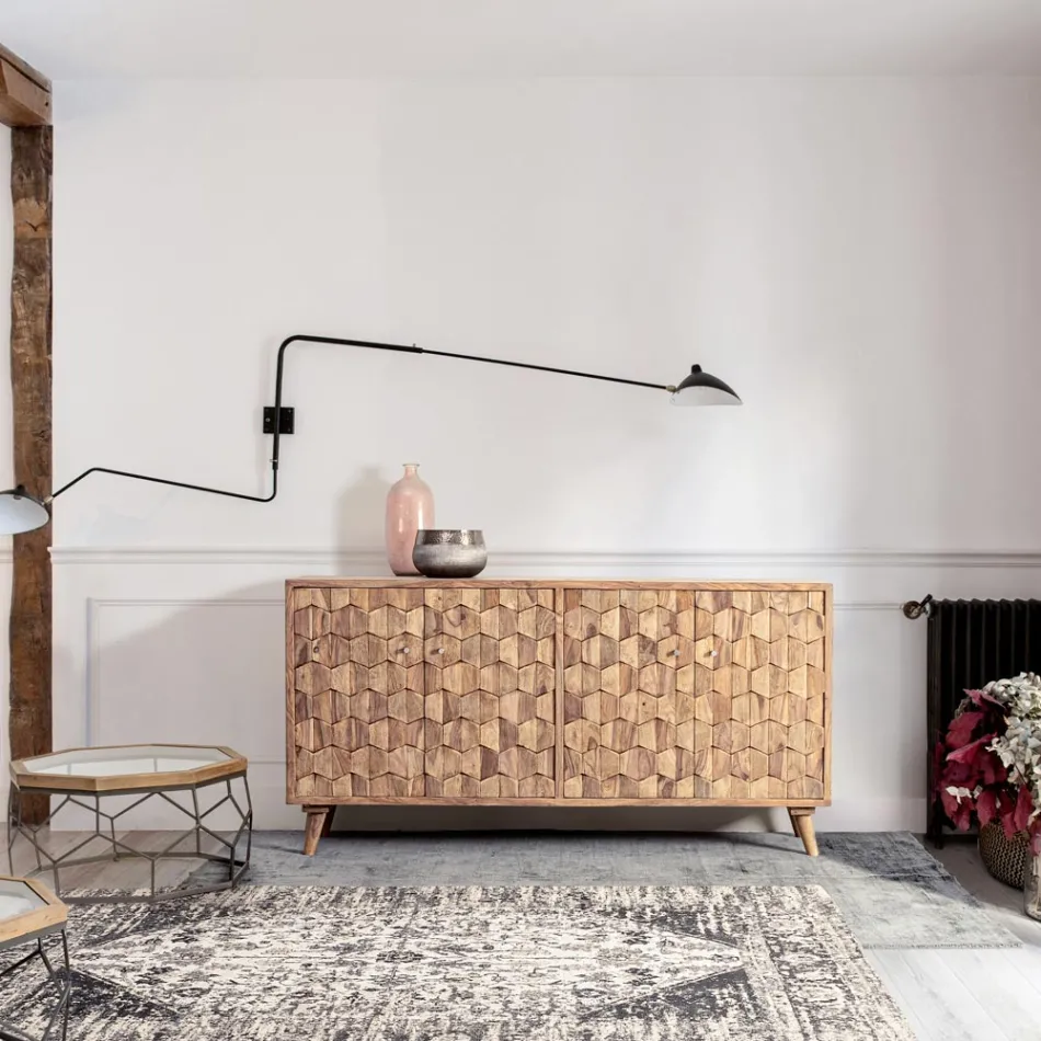 Meubels Dressoir in Sheesham Wood Design met 4 deuren Homemotion - Fregene Viadurini