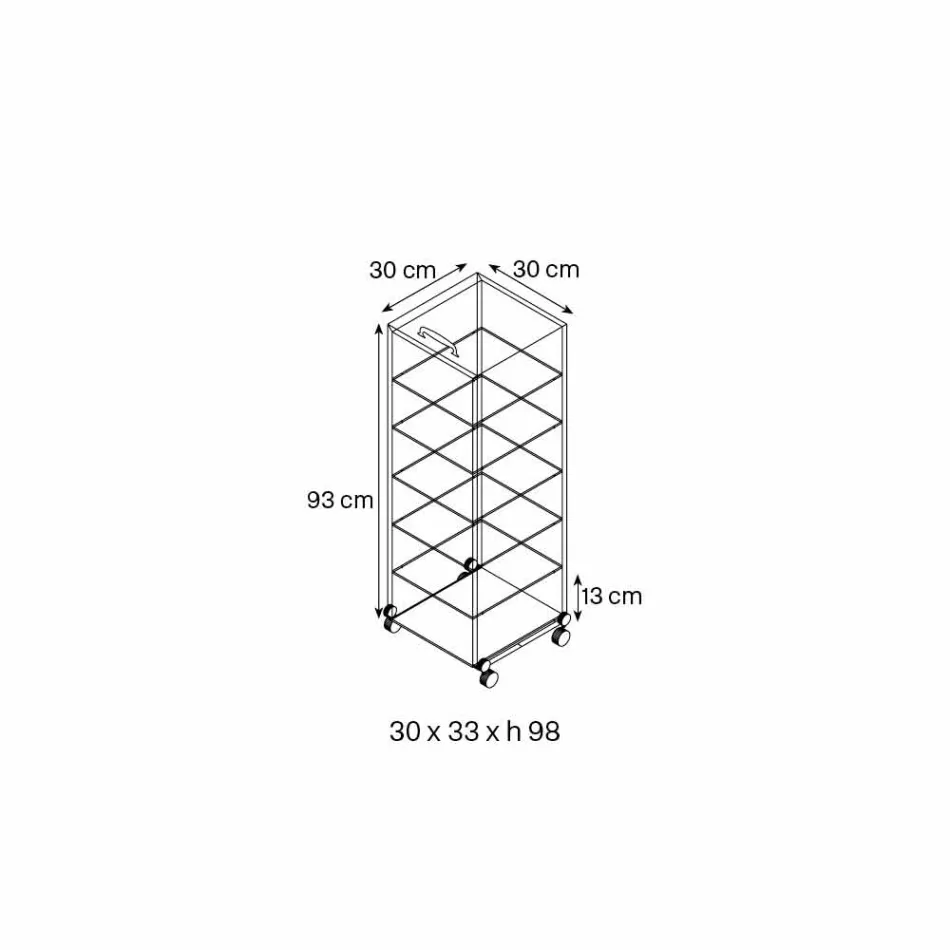 Multifunctionele kast met transparante glazen wielen met 3,6,8 of 10 planken - Veelzijdig Ver Viadurini