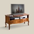 Klassiek tv-meubel in wit hout en walnoot Made in Italy - Katerine Viadurini
