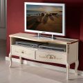 Klassiek tv-meubel in wit hout en walnoot Made in Italy - Katerine