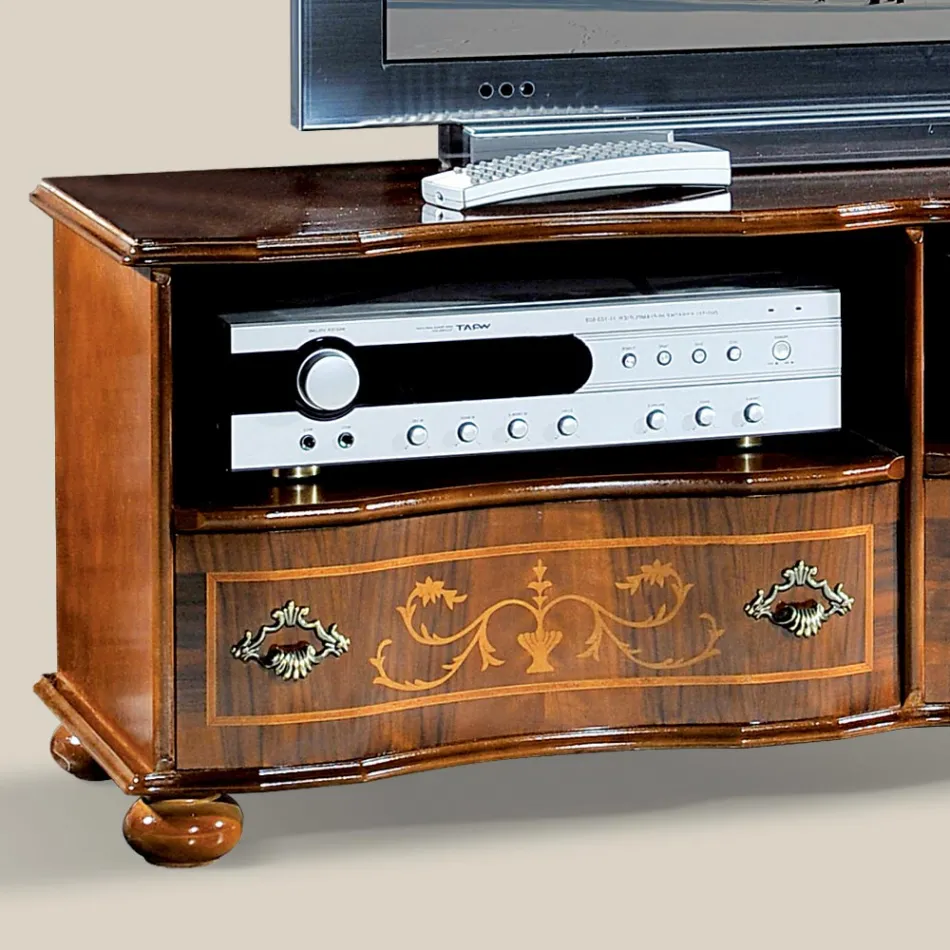 Klassiek tv-meubel in luxe walnotenhout Made in Italy - Prince Viadurini