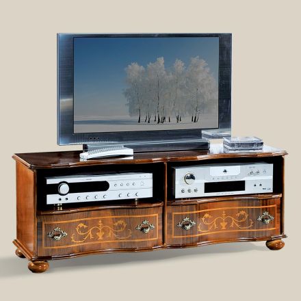 Klassieke tv-standaard in luxe walnotenhout gemaakt in Italië - Prince Viadurini
