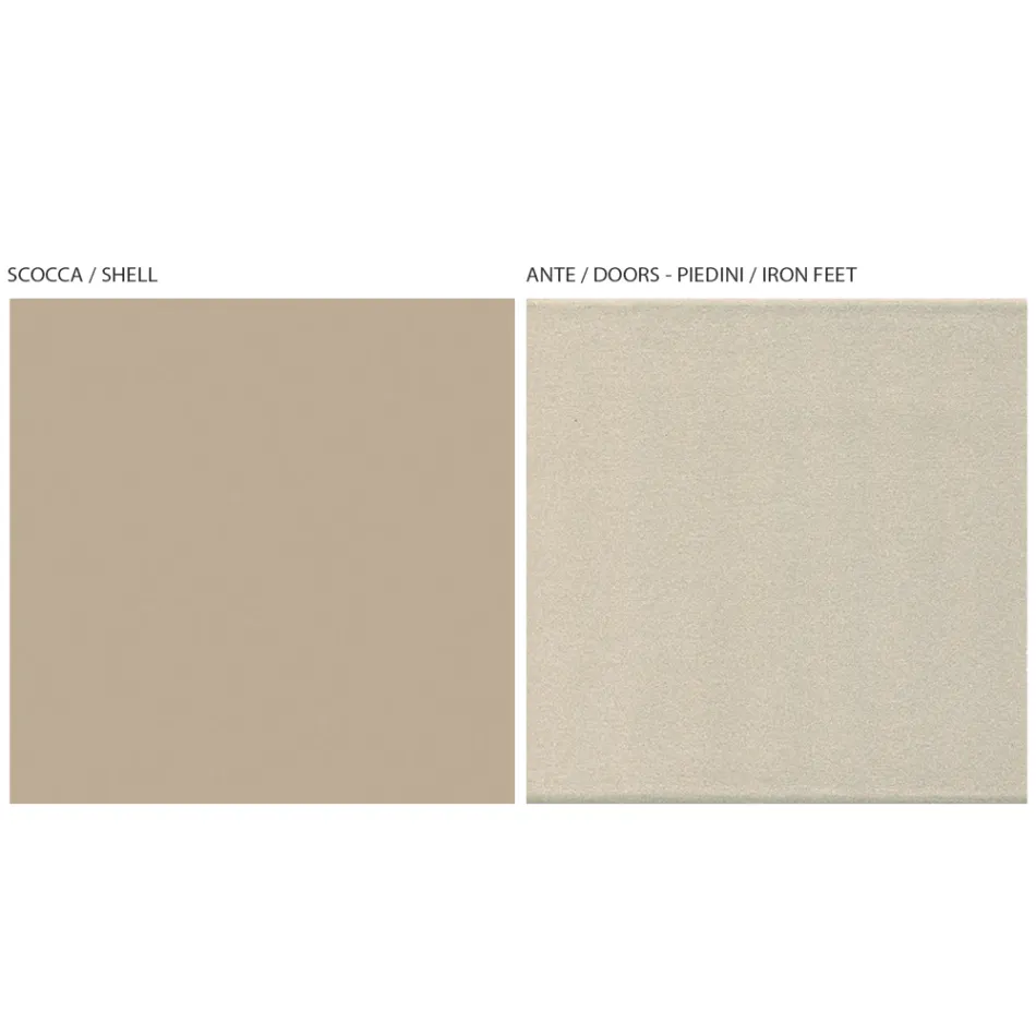 TV-meubel met 2 deuren en 1 lade in nikkel en carbonafwerking - Inga Viadurini