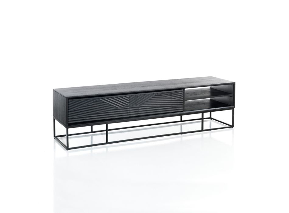 TV-meubel met 2 deuren en een open vak met plank - Platina Viadurini
