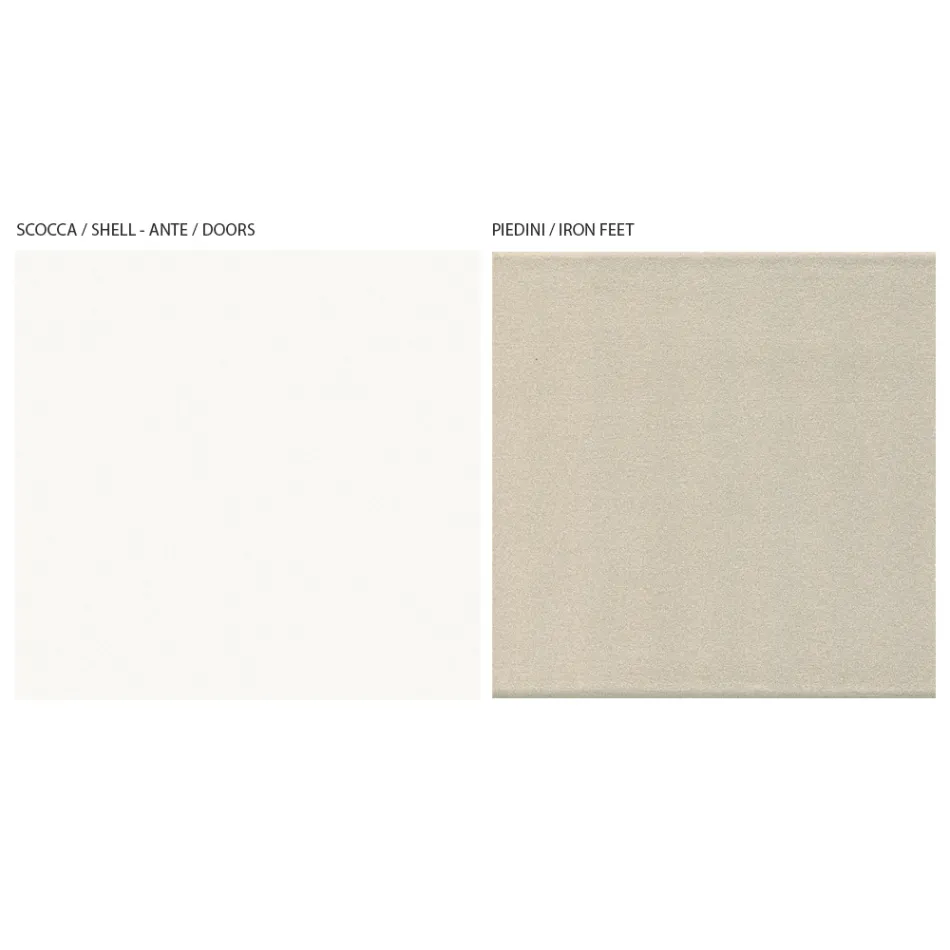 TV-meubel met 2 deuren in Canaletto en witte afwerking Made in Italy - Kari Viadurini