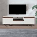 TV-meubel met 2 deuren in Canaletto en witte afwerking Made in Italy - Kari