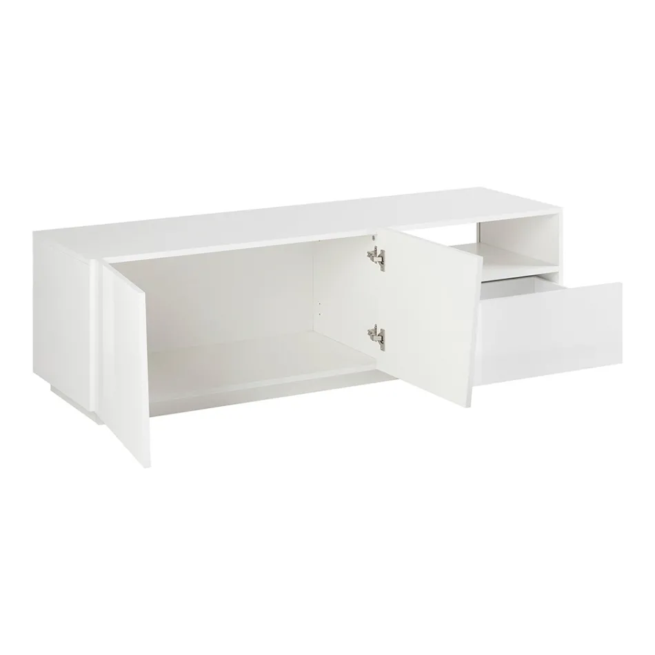 Tv-meubel met 2 deuren, een lade en een open vak Made in Italy - Popilio Viadurini