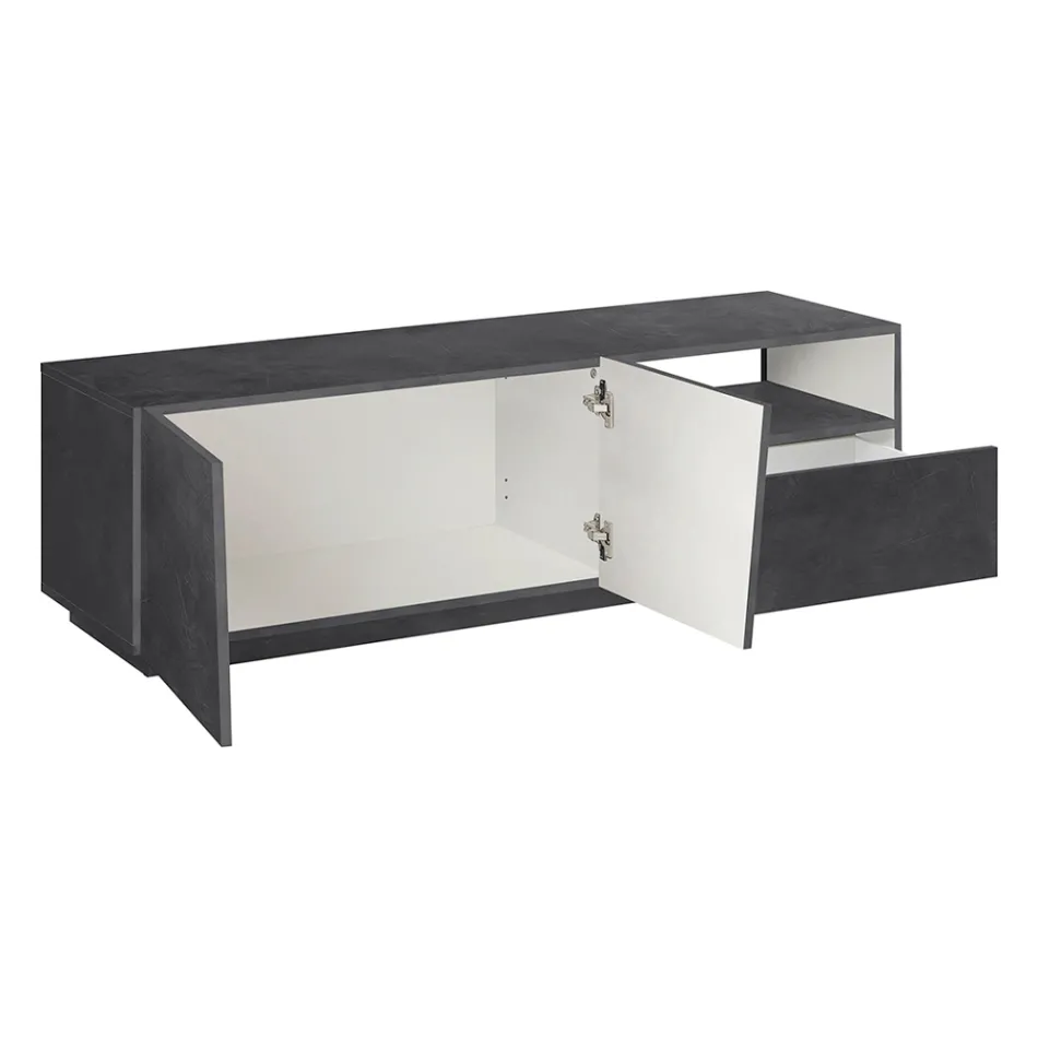 Tv-kast met 2 deuren, een lade en een open vak Made in Italy - Popilio Viadurini