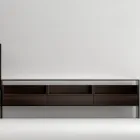 Tv-meubel met 3 planken en scharnierende container Made in Italy - Roman Viadurini