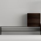 Tv-meubel met 3 planken en scharnierende container Made in Italy - Roman Viadurini