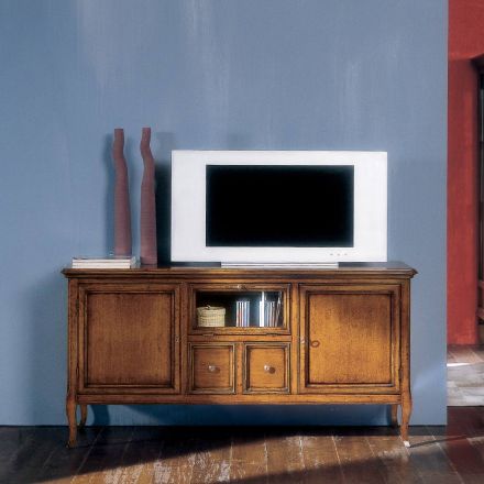 TV-meubel met klepvak in glas Made in Italy - Bomazi Viadurini