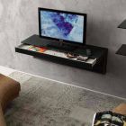 Wand tv-meubel in zwart kristal en metaal Made in Italy - Americio Viadurini