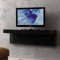 Wand tv-meubel in zwart kristal en metaal Made in Italy - Americio