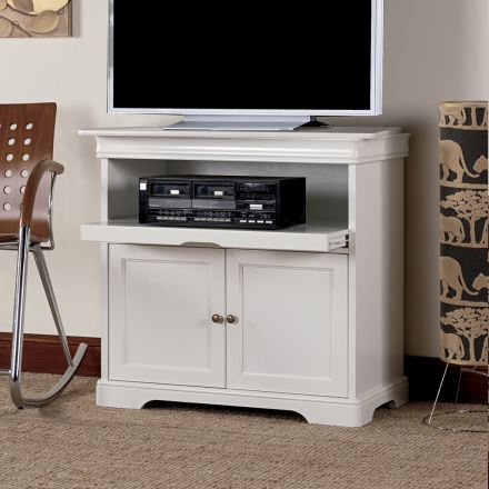 Wit houten tv-meubel met draaibaar blad Made in Italy - Aplu Viadurini