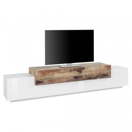 Tv-meubel in wit hout en esdoorn, cement of antraciet - Therese Viadurini