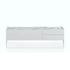 Houten TV-meubel met 1 deur en 2 lades - Tantalo Viadurini