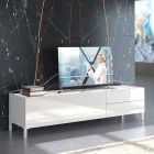 Houten TV-meubel met 1 deur en 2 lades - Tantalo Viadurini