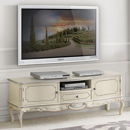 Houten tv-meubel met poten in klassieke stijl Made in Italy - Chantilly Viadurini