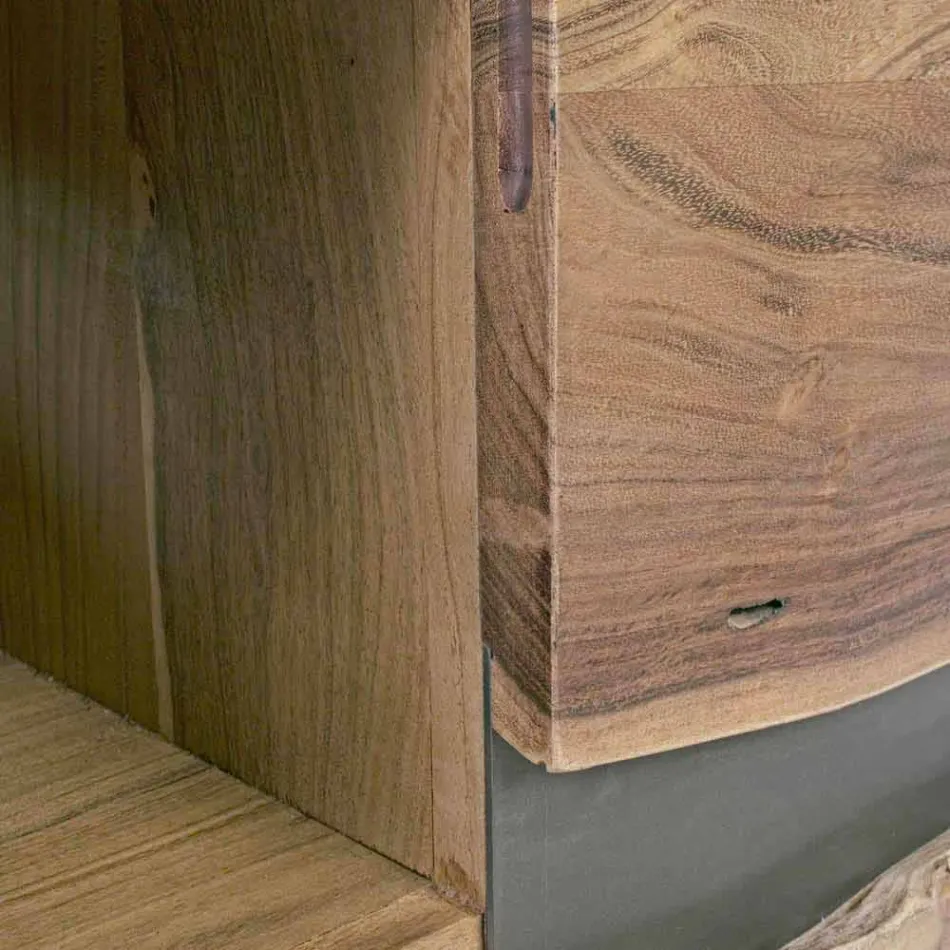 Homemotion TV-meubel van mangohout met metalen inzetstukken - Sonia Viadurini