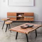 Homemotion TV-meubel van mangohout met metalen inzetstukken - Sonia Viadurini