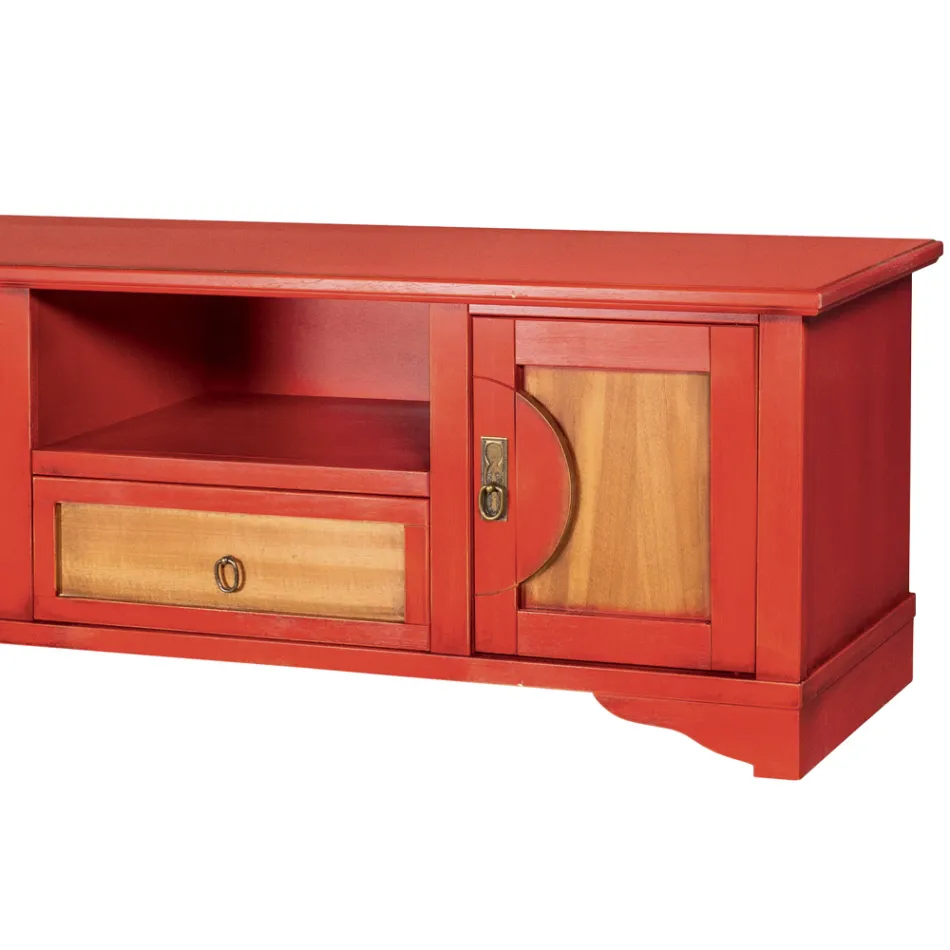 TV-meubel van gefineerd hout met verschillende afwerkingen Made in Italy - Purusha Viadurini